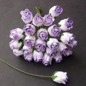 Semi-Open Roses Purple 2-tones Buds (10 pieces)