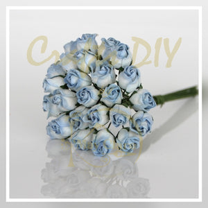 Semi-Open Roses Blue 2 tones Buds (10 pieces)