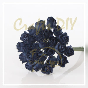 Semi-Open Roses Navy Blue Buds (10 pieces)