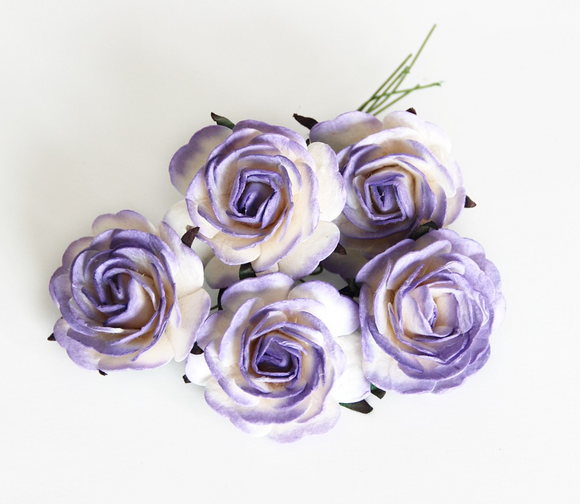 Maxi Roses Purple White - 4cm (5 pieces)