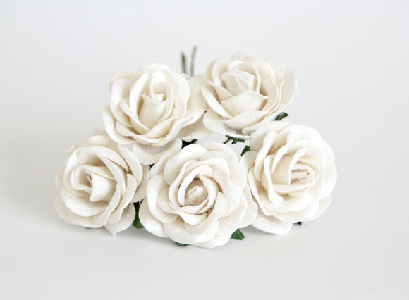 Maxi Roses White (Curly) - 4cm (5 pieces)